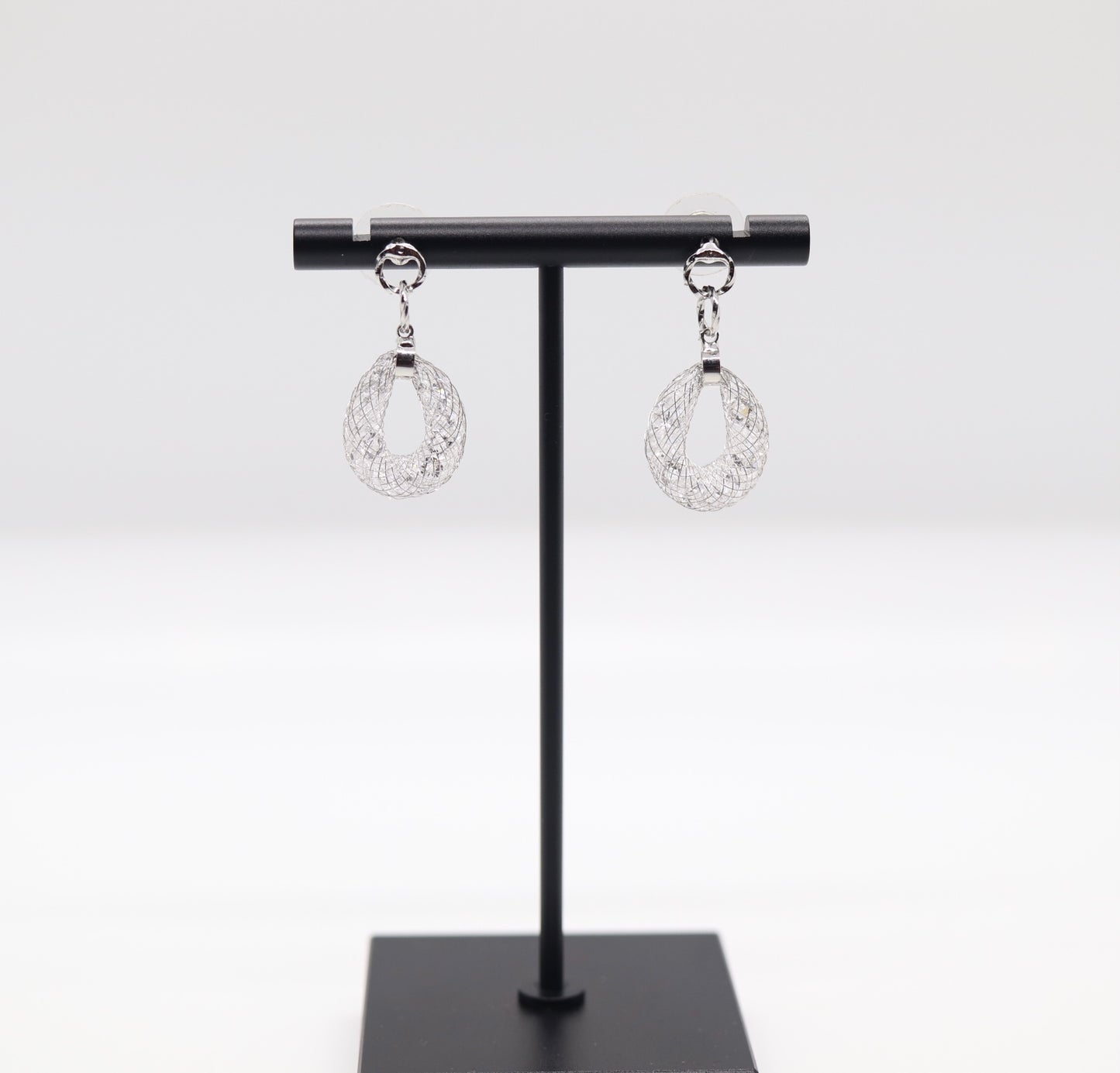 Silver Mesh Earrings with Austrian Crystals