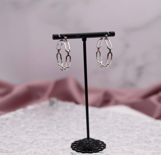 Silver Paperclip Hoop Earrings