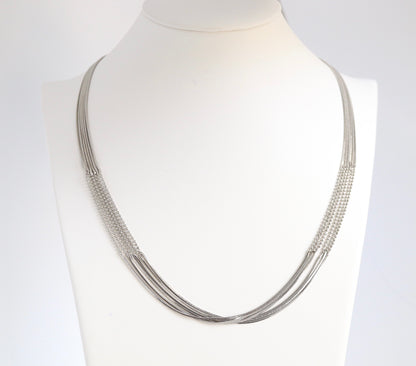 Silver-Tone Multi-Strand Snake Chain Statement Necklace