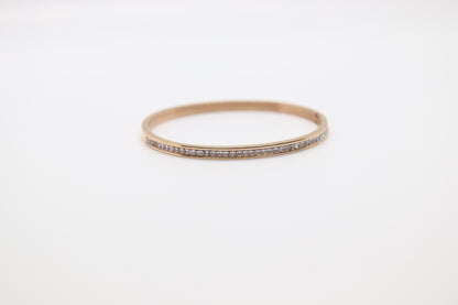 Rose Gold CZ Tennis Hinged Bracelet