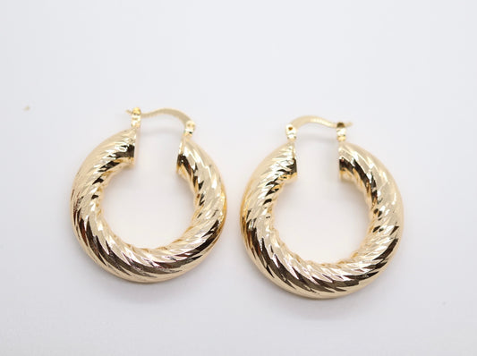 Large Croissant Earrings, Thick Gold Hoop, Twisted Curved Hoop, Gold Twisted Hoop Earrings