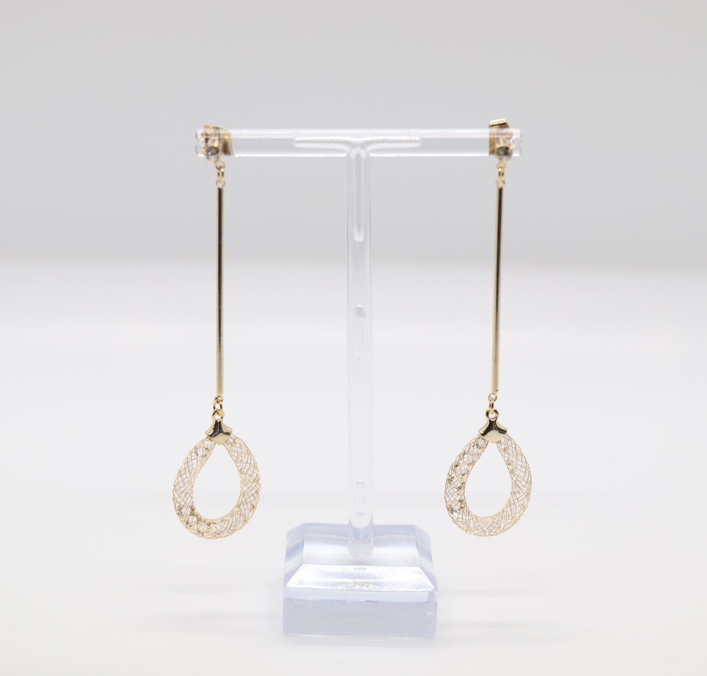 Gold Drop Earrings with CZ Cluster Teardrop