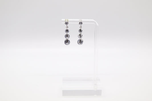 Silver 3 Tier CZ Cluster Earrings