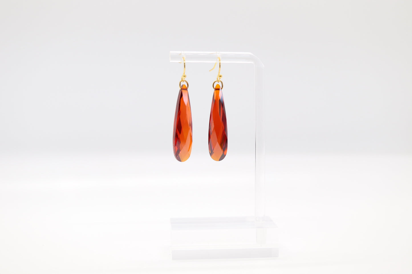 Red Glass Stone Dangling Earrings