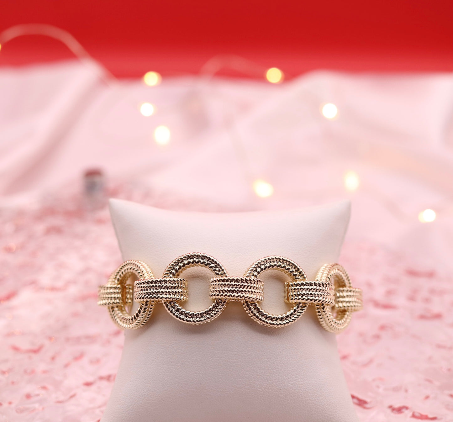 Gold Textured Link Toggle Bracelet