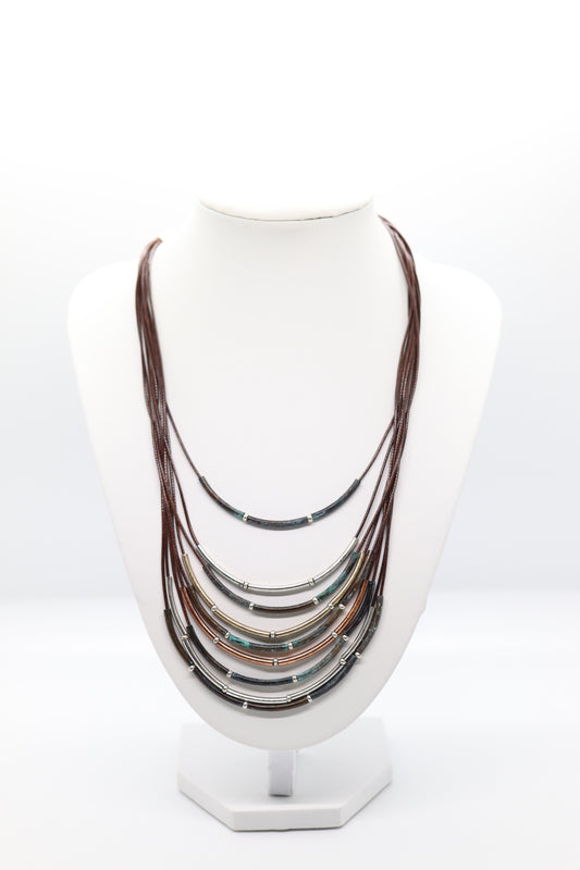 Multimetal Brown Layered Necklace