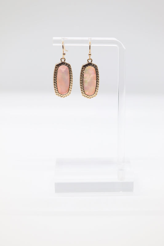 Pink Framed Drop Earrings