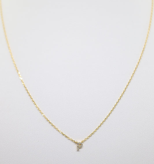 Gold Mini Pave Initial Necklace (P)