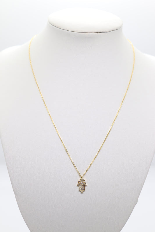 Electroplated Delicate CZ Hamsa Necklace