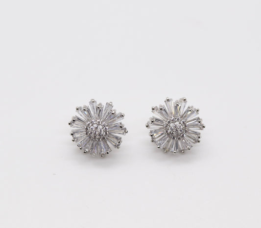 Elegant Sterling Silver Round Multiple CZ Earrings