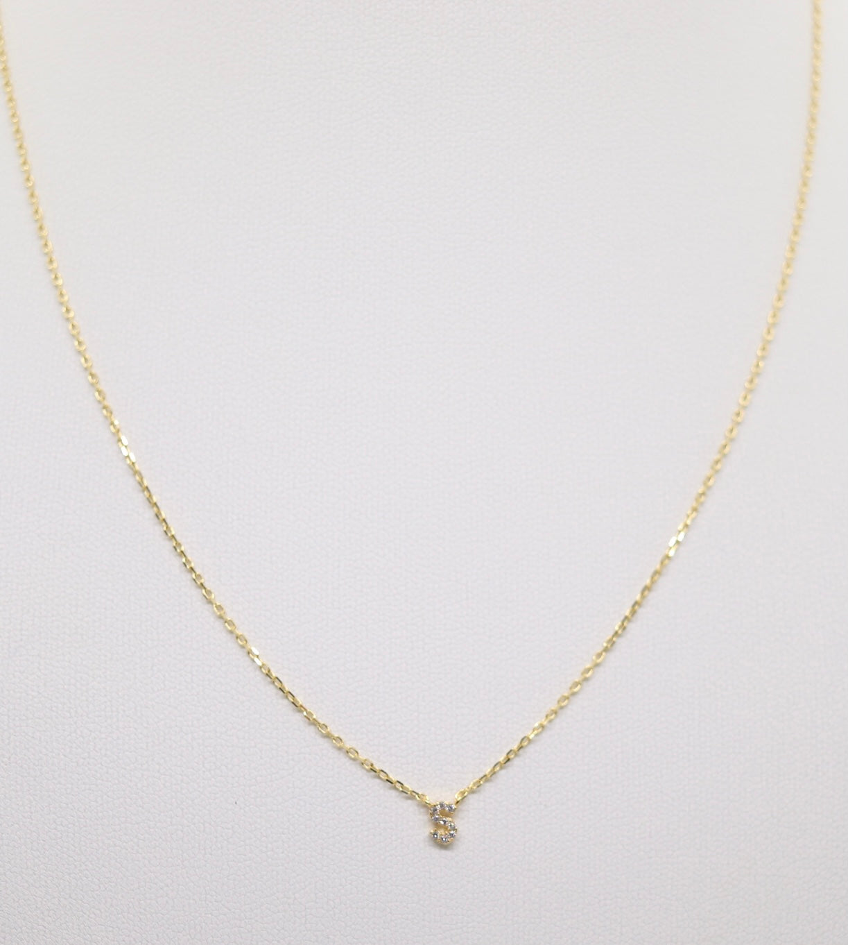 Gold Mini Pave Initial Necklace (S)