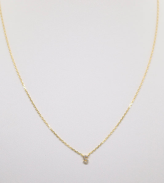 Gold Mini Pave Initial Necklace (S)