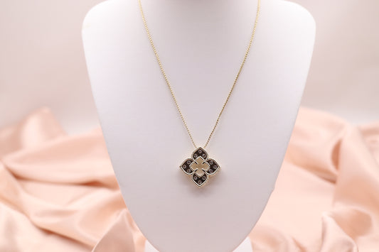 Gold Plated Clover Adjustable Necklace With Diamonds Embedded