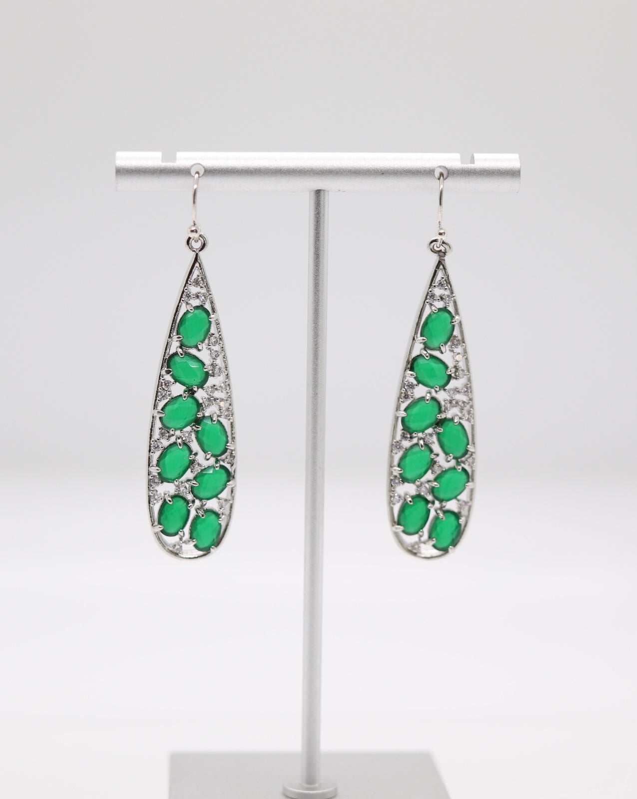 Beautiful Emerald Bezel Set Teardrop Earrings