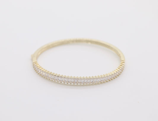 Gold Plated Bangle with Baguette Diamonds!!