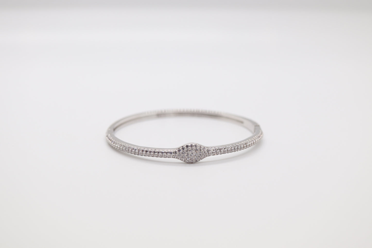 All Rhodium Parvee Bracelet with Hinge.