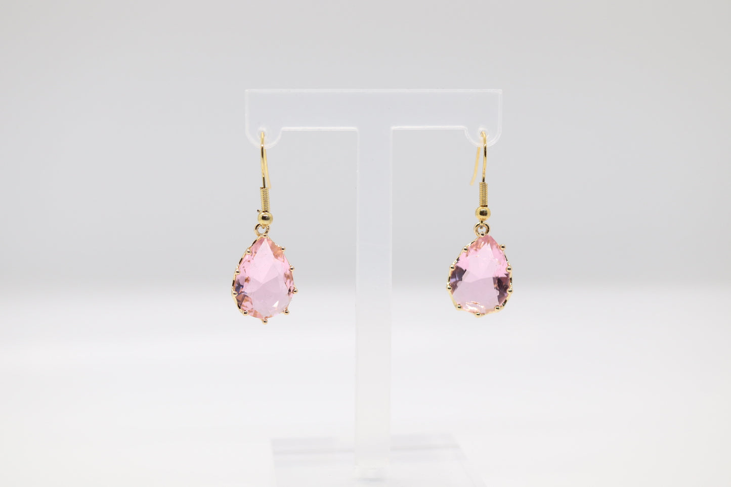 Pink Stone Teardrop Earrings