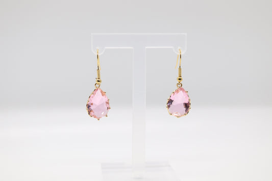 Pink Stone Teardrop Earrings