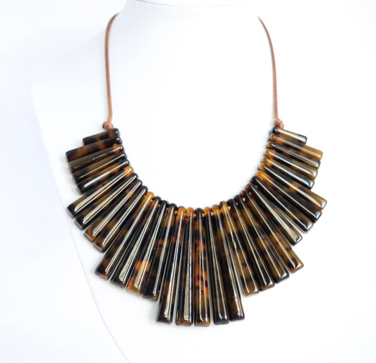 Birnam Resin Collar Necklace-Brown