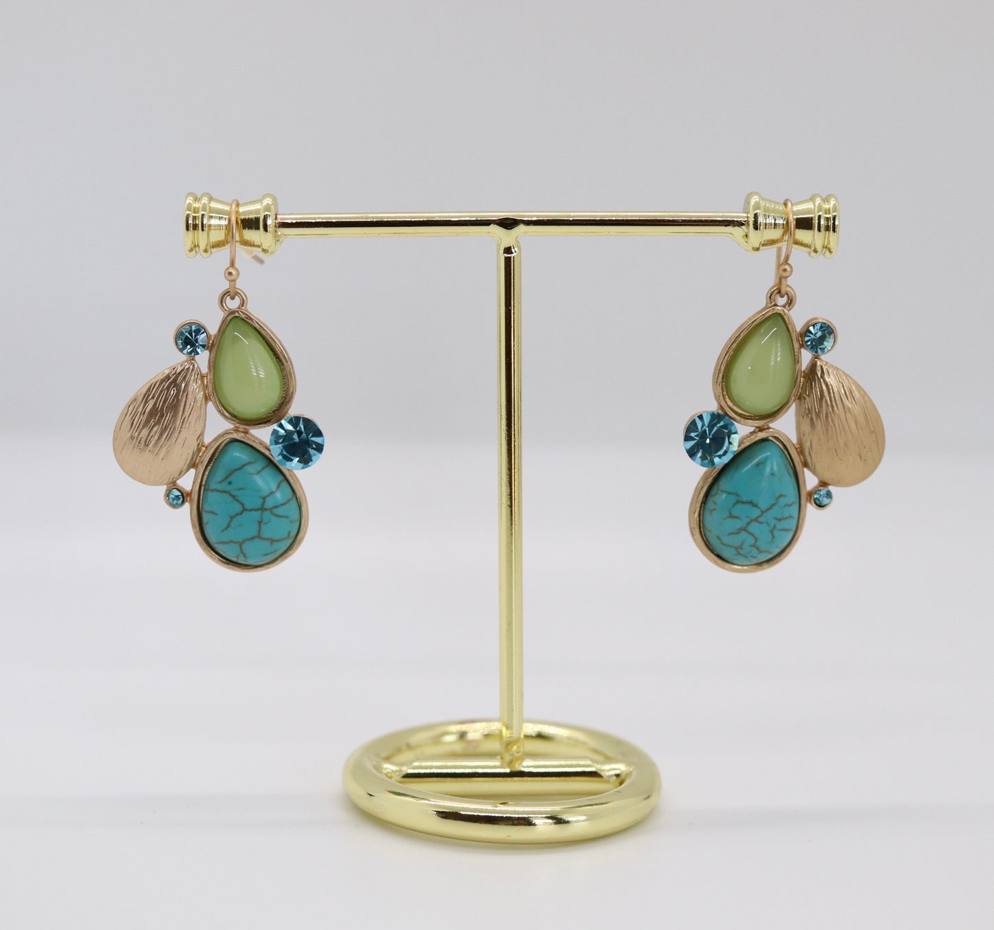 Gold Turquoise Blue Stone Drop Earring