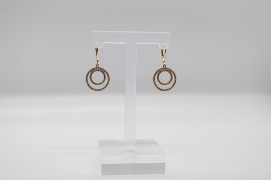 Double Circle CZ Dangling Earrings