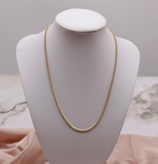 Thin Gold Tennis Necklace