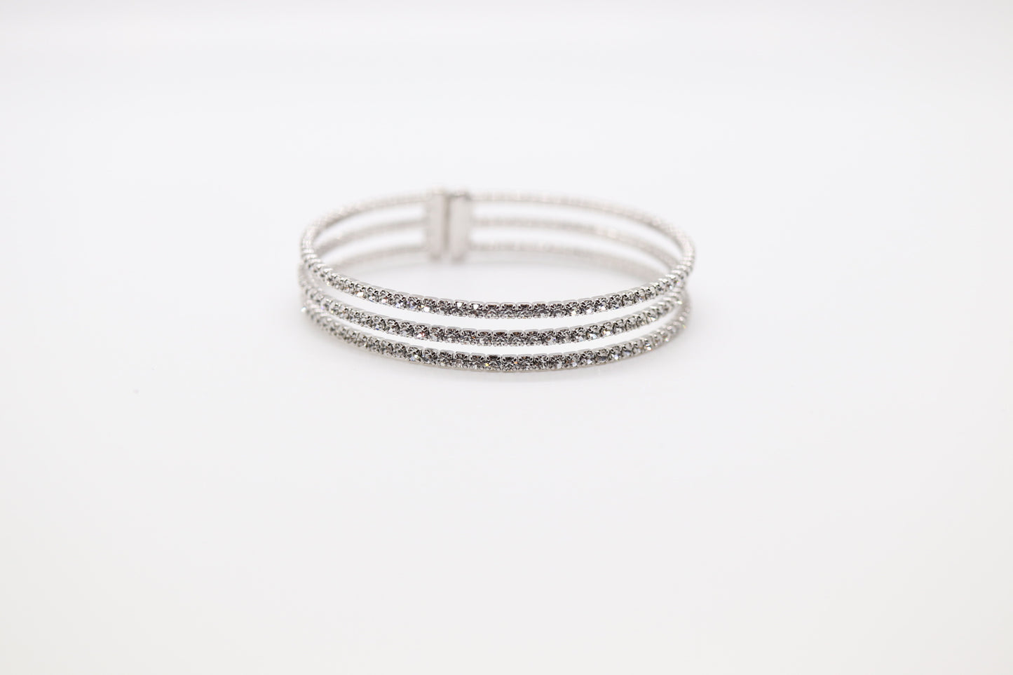 Silver Triple Strand Slinky Cuff Bracelet