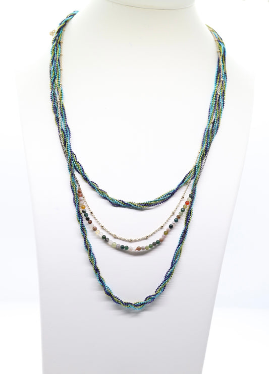 Layered Green Beaded Necklace