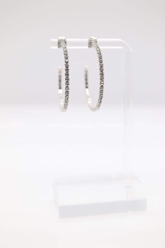 Silver Pave Hoop Earrings