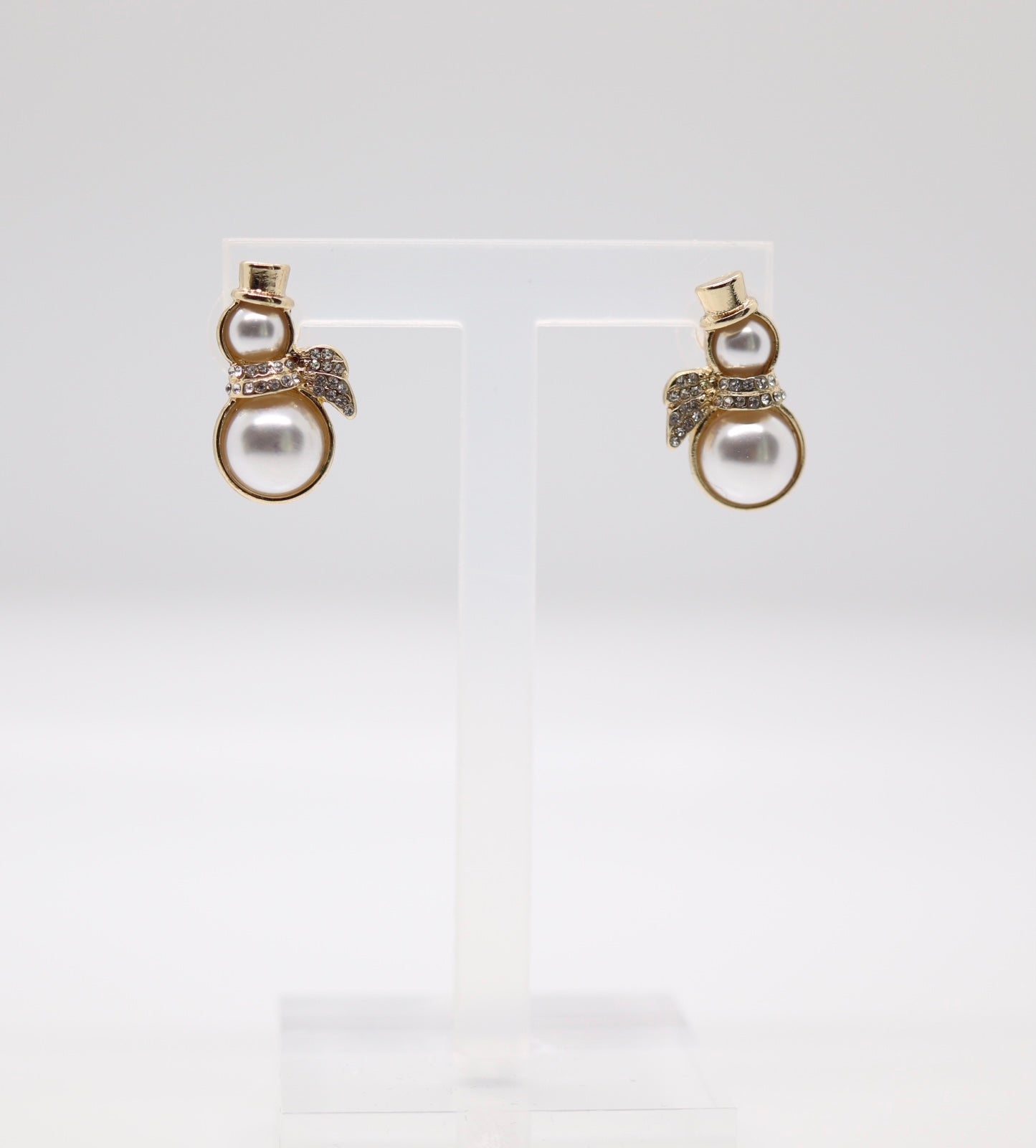 Gold Rimmed Snowman Post Earring