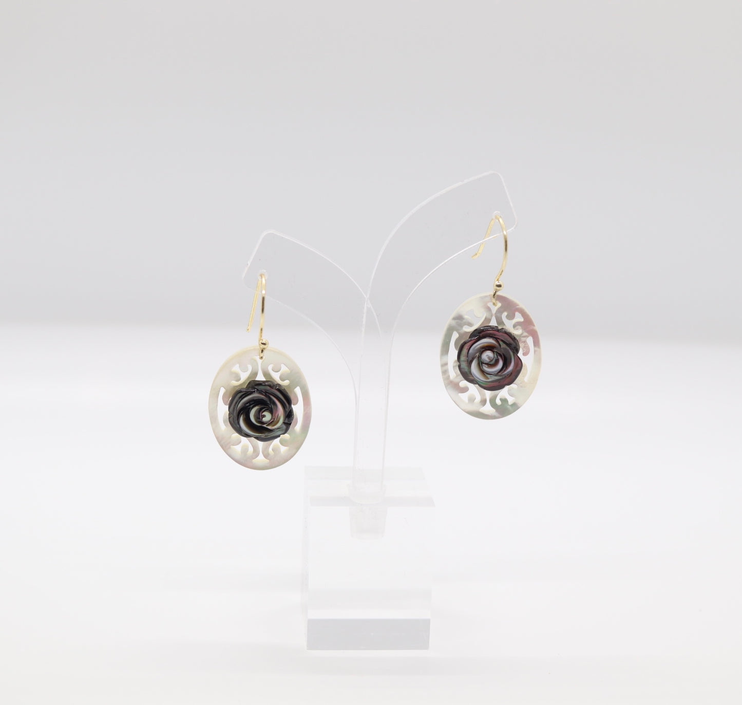 Sterling Rose Pearl Earrings