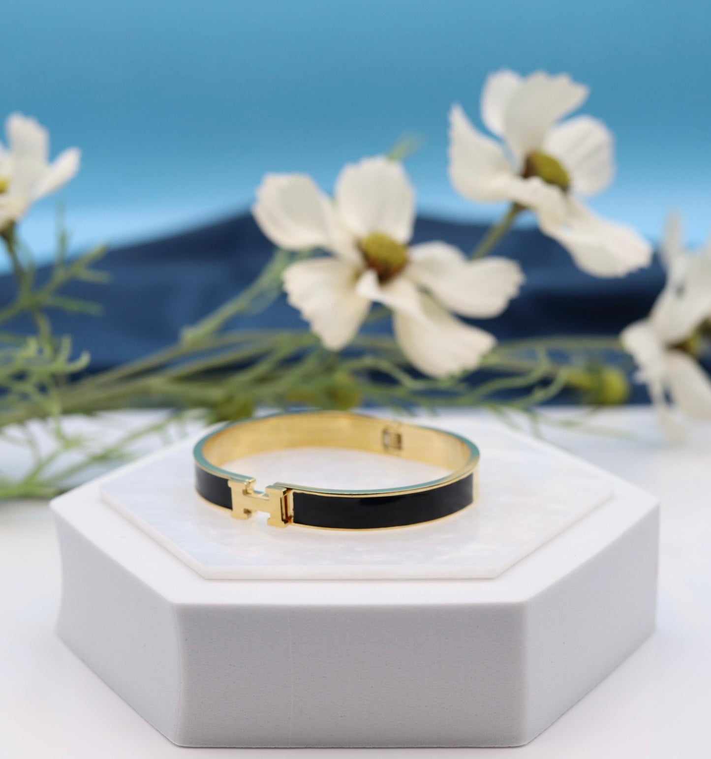 Small Black Luxury Gold Bangle Bracelet