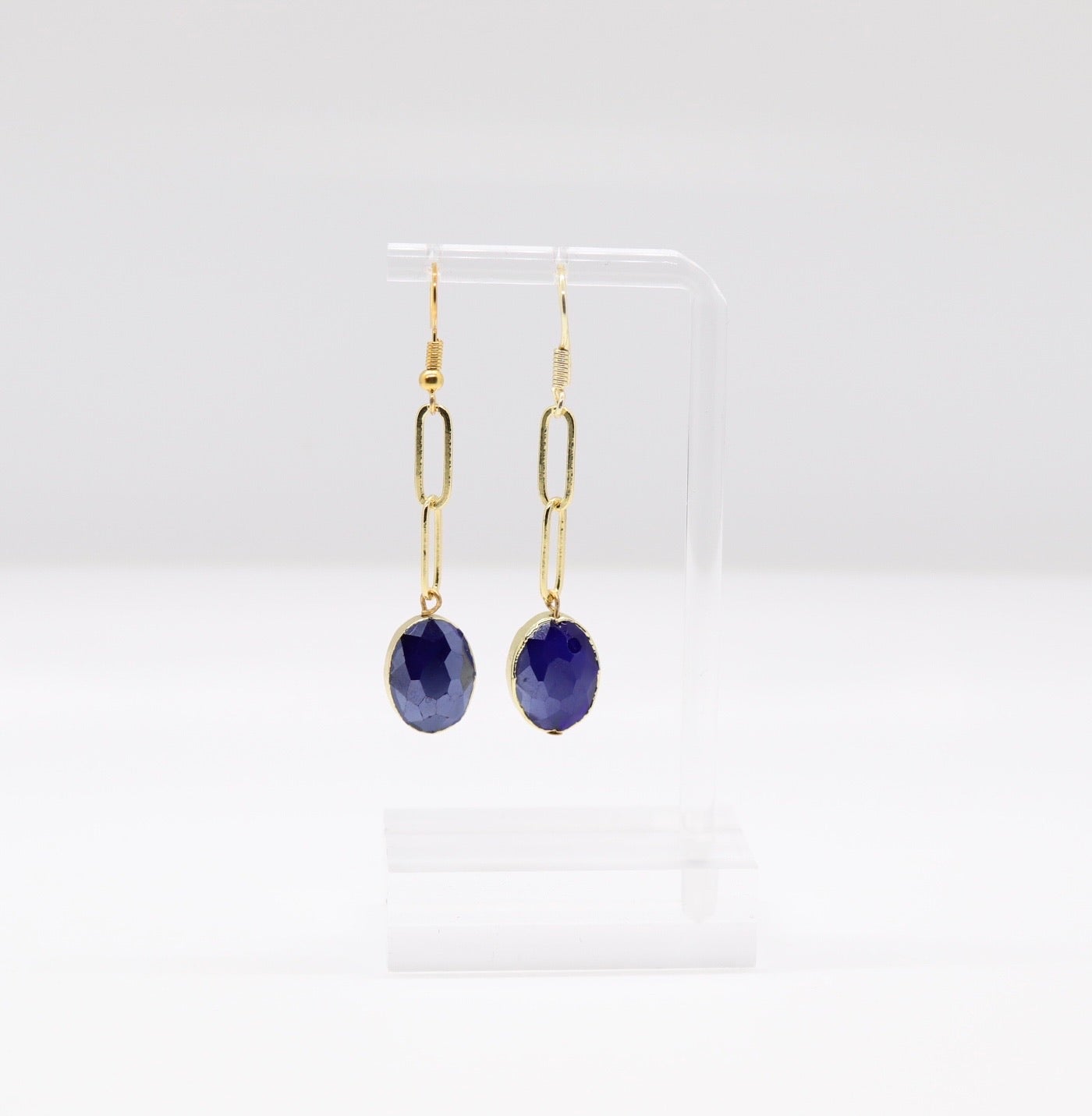 Navy Blue Chain Earrings