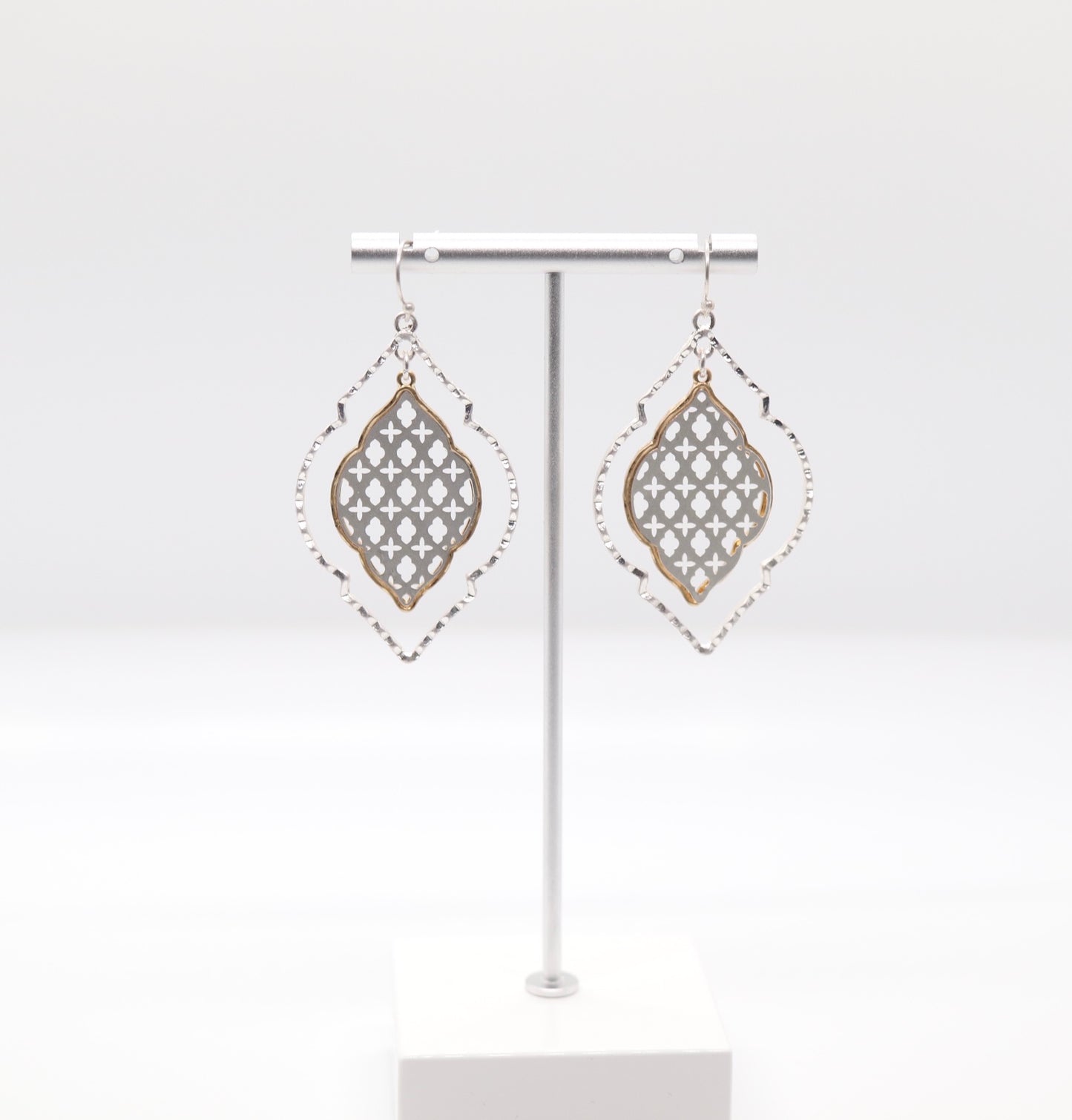 Silver and Gold Filigree Dangling Earrings