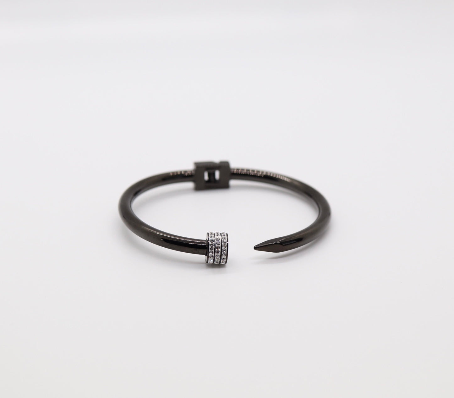 CZ End Cap Black Nail Bracelet