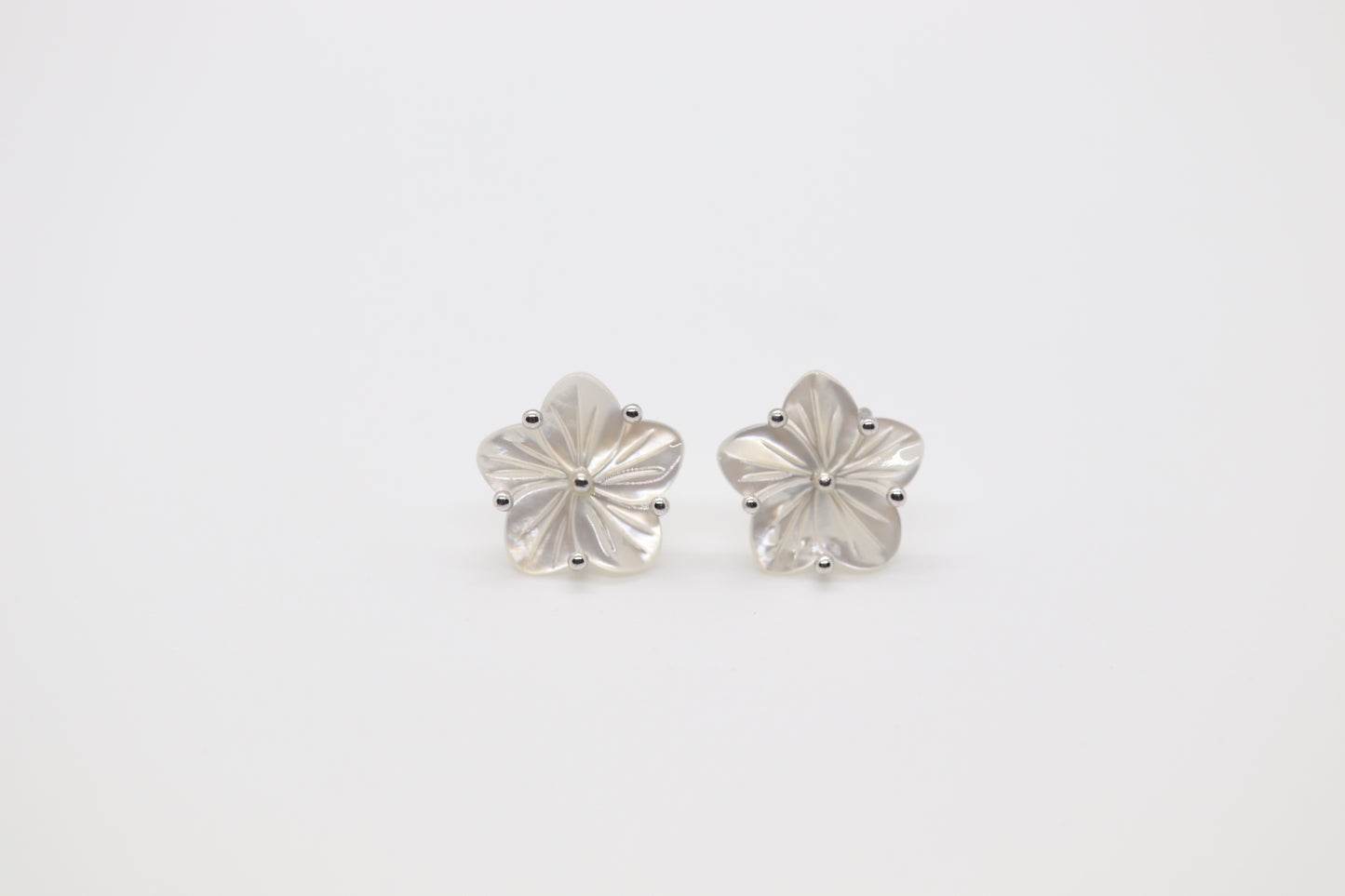 Sterling Flower Pearl Stud Earrings