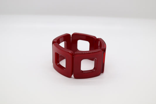 Red Square Design Stretchy Resin Bracelet
