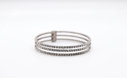 Dark Silver Triple strand slinky cuff bracelet