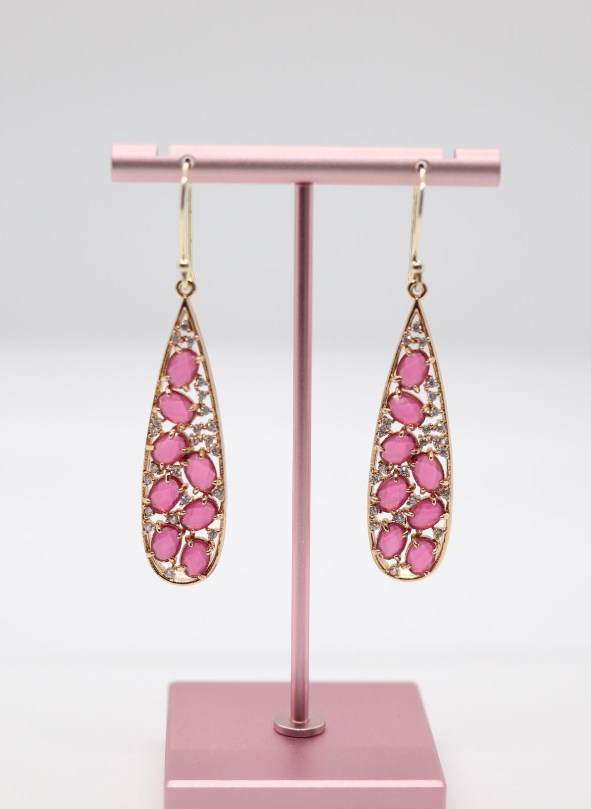 Gold Trim Tourmaline Bezel Set Teardrop Earrings