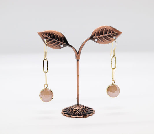 Light Peach and Gold Chain Earrings