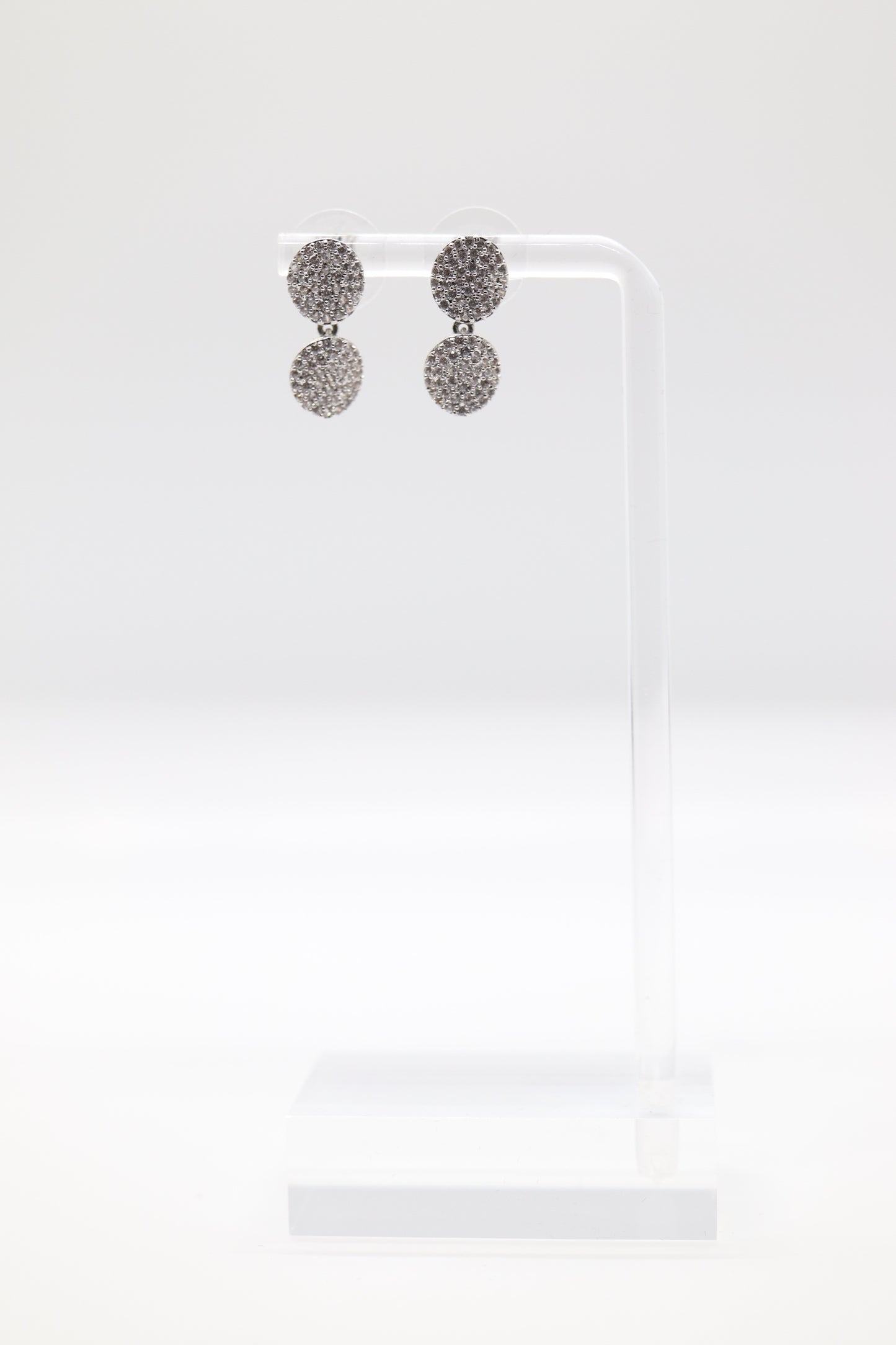 Silver Double Cluster CZ Earrings