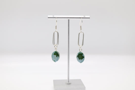 Paper Clip Green Earrings