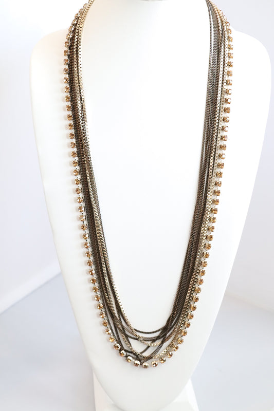 Multi Gold Layered Long Necklace