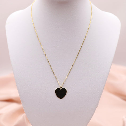 Gold Plated Solid Heart Pendant Necklace