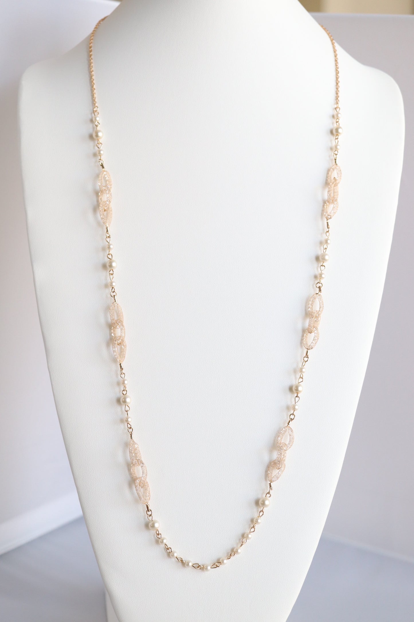 Soft Gold and Pearl Necklace