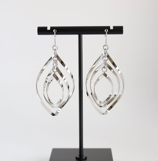 Triple Silver Dangling Earrings