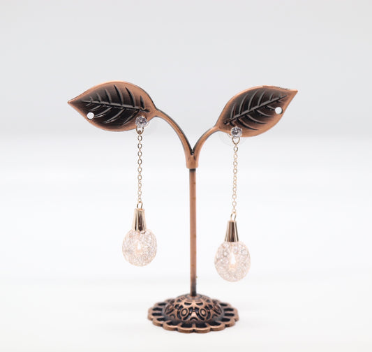 Rose Gold Mesh Dangling Earrings with Austrian Crystals