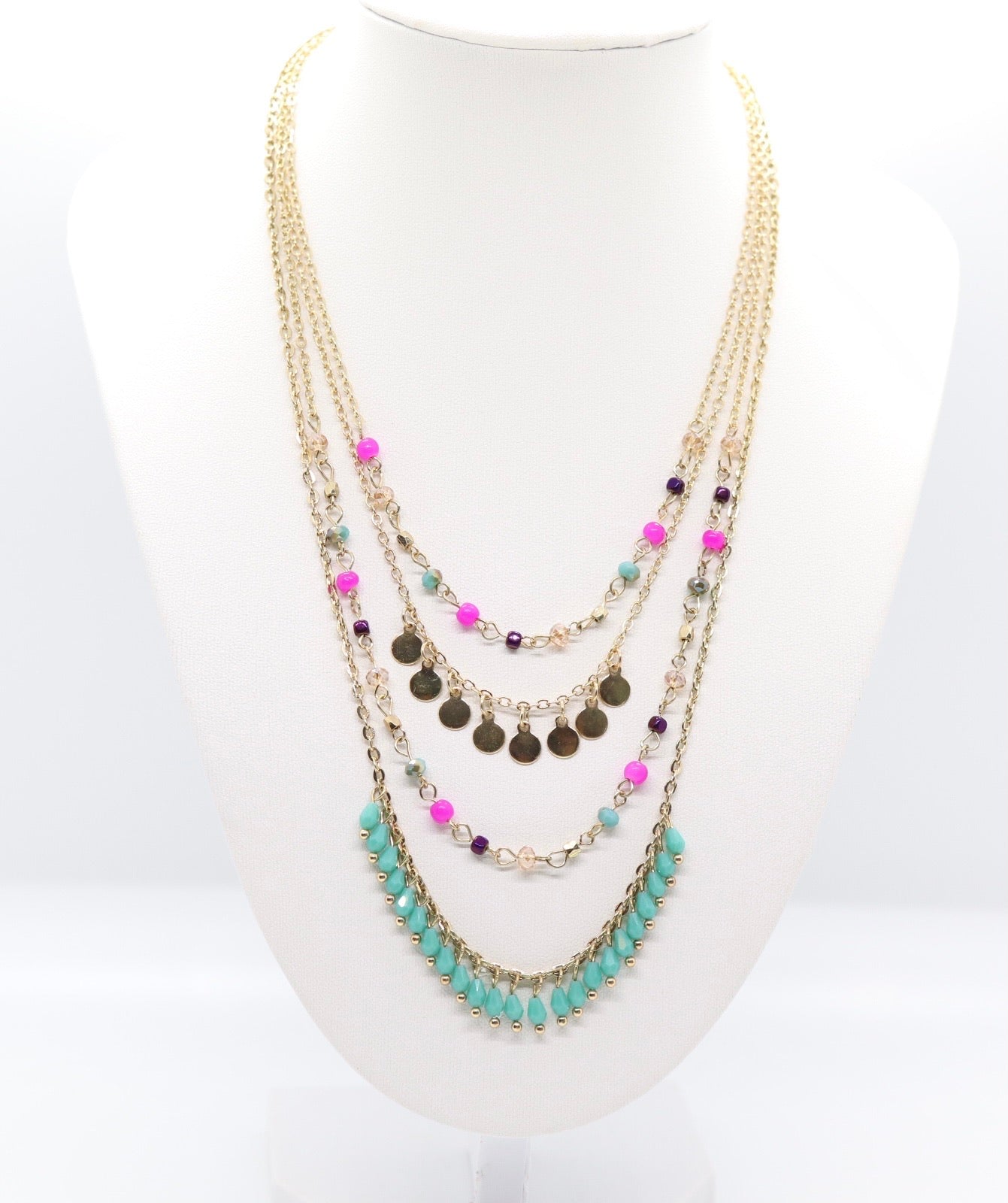 Gold Layered Coin Drop Bead Necklace Set