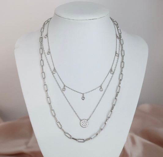 Sterling Silver Triple Layered Necklace