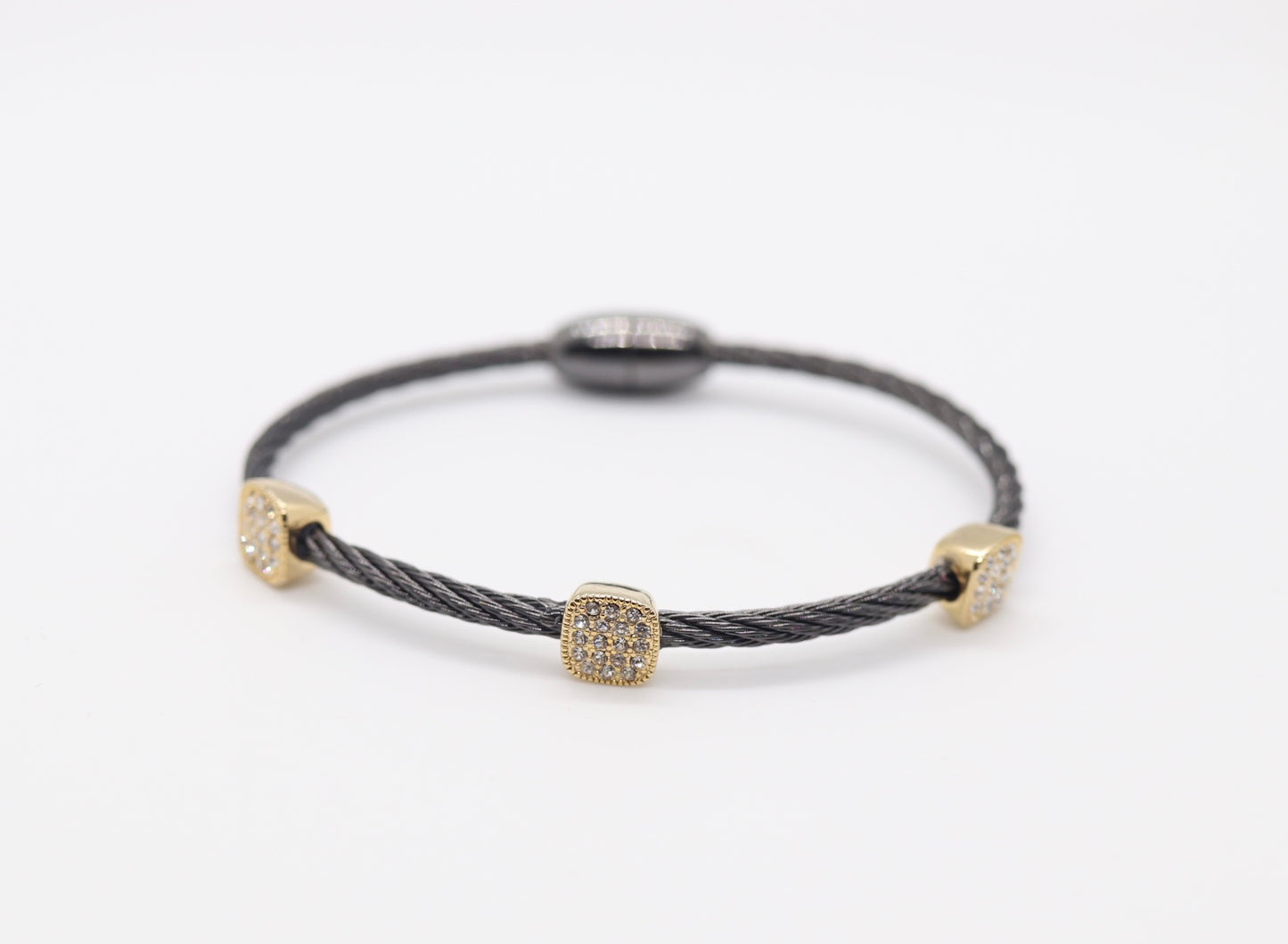 Cable Bracelet With Square CZ Stations